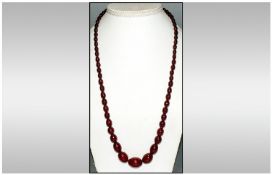 Antique Natural Cherry Coloured Graduated Amber Bead Necklace, of Good Quality. 58.6 grams.