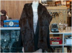 Ladies Dark Brown Mink Cape, Fully Lined, Very Good Condition.