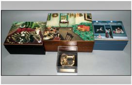 Collection Of Four Music Boxes, Depicting Animals & A Clear Case to see mechanism.