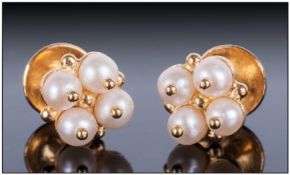 22ct Gold Seed Pearl Dress collar studds.