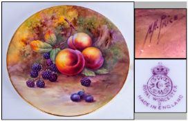 Royal Worcester Hand Painted Cabinet Plate ` Fruits ` Stillife. Signed H. Price. Date 1929.