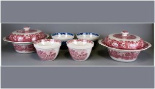 Enoch Woods 6 Pieces, 4 pudding basins & 2 covered veg dishes. Circa 1950`s