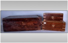 Georgian Mahogany Writing Box, without interior. With brass carrying handles. Together with two