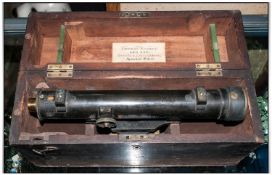 A Surveyors Theodolite, in mahogany box. Makers name `Thomas Street & Son, Instrument Makers,