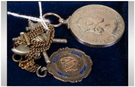 Small Mixed Lot Comprising Silver Fob, Fire Brigade Long Service Medal Awarded To SUB.OFFR GEORGE E