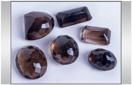 Six Pieces Of Smoky Quartz 190cts In Total (.20, .23,.24,.40, .41, .43ct)