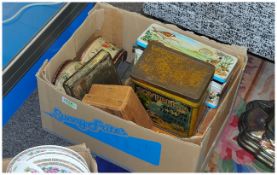 Box Of Assorted Collectables Including advertising tins, packs of cards, games etc.