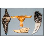 Four Various Pieces of Horn and Bone Style Oriental Carved Pieces.