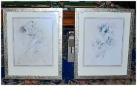 Pair of Framed Contemporary Art Prints. Titled 'Tango' and 'Zuneigung'. 24 by 30 inches. Mounted and