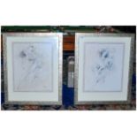 Pair of Framed Contemporary Art Prints. Titled 'Tango' and 'Zuneigung'. 24 by 30 inches. Mounted and