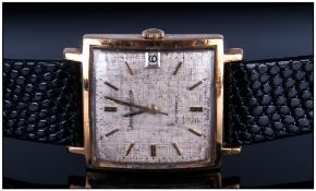 Jaeger Le Coultre 18ct Gold Automatic Wristwatch. Silvered Face , day / date aperture, marked 18ct