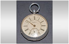 Thomas Elliot Preston Large Open Faced Silver Pocket Watch. Hallmark Chester 1871. Working order.