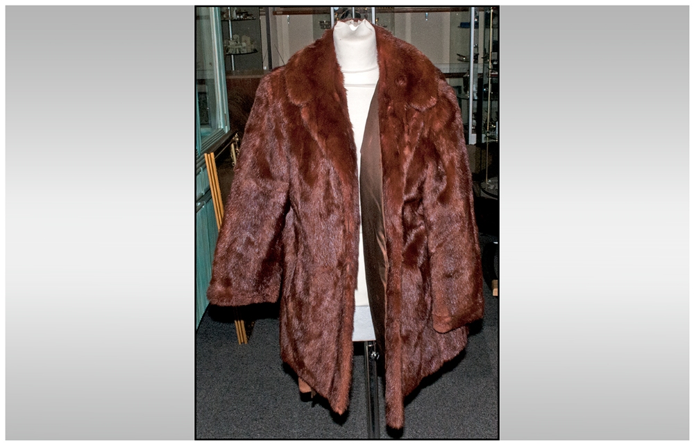 Ladies Red/Brown Mink Jacket, collar with revers, fully lined. Label inside reads 'M+Michaels Furs - Image 4 of 5