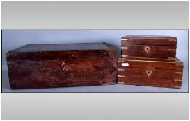 Georgian Mahogany Writing Box, without interior. With brass carrying handles. Together with two