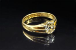 Gents 18ct Gold Diamond Ring, Set With A Single Cushion Cut Diamond, Fully Hallmarked For Birmingham
