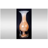Murano Studio Art Glass Vase, Peach and White Colour way. c.1970's. Stands 12.5 Inches High.