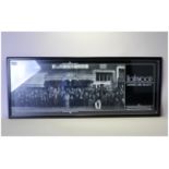 Hollywood Legend and Reality Framed Black and White Print featuring Charlie Chaplin outside '