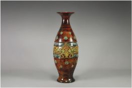 Doulton Lambeth Art Nouveau Tall Vase, Monogrammed to Base - L.A ( Elizabeth Adams ) Stands 12.5