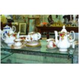 Royal Albert Old Country Roses Tea Set. Comprising Tea Pot,  Milk Jug, Sugar Bowl, and Six Cups