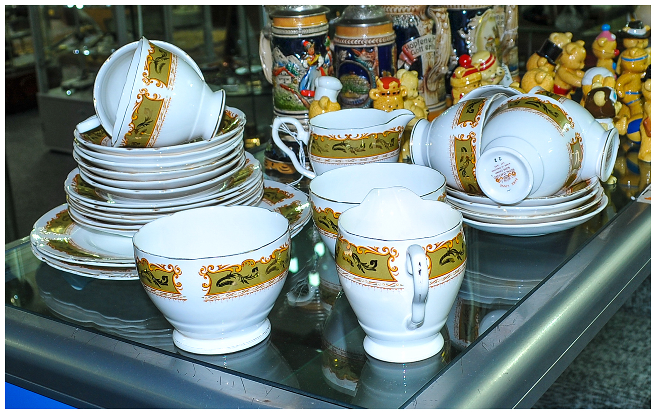 Royal Stafford 'Park Lane' Part Teaset comprising milk jug, sugar bowl, extra bowl, cake/sandwich