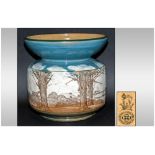 Royal Doulton Early Series Ware - Spittoon Shaped Vase ' Woodland ' Panoramic New Scenes, D3040.