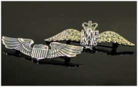 RAF Silver Sweet Heart Brooch plus a silver Balfour car wings brooch and one other Victorian