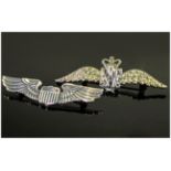 RAF Silver Sweet Heart Brooch plus a silver Balfour car wings brooch and one other Victorian