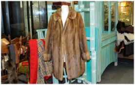 Ladies Brown French Rabbit Jacket, Fully lined. Label inside reads 'Femina Furs' Hook & Loop