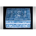 Chinese Qing Dynasty - Period Lidded Blue and White Trinket Box, The Box has an Inscription Scored