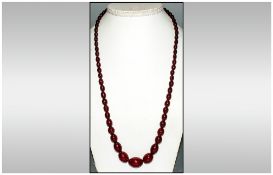 Antique Natural Cherry Coloured Graduated Amber Bead Necklace, of Good Quality. 58.6 grams.