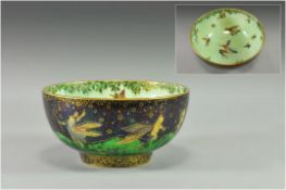 Wedgewood Fairyland Lustre Footed Bowl ' Fairies and Elf's ' c.1920's. Z4968. Height 2.75 Inches,