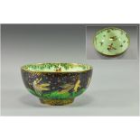 Wedgewood Fairyland Lustre Footed Bowl ' Fairies and Elf's ' c.1920's. Z4968. Height 2.75 Inches,