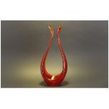 Murano Freeform Art Glass Sculpture Lovely Condition, Red & Gold. 14'' in height,