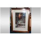 Joseph Farquharson Framed Coloured Print Mounted Behind Glass titled 'Through The Forest' From an