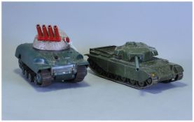 Two Metal/Plastic Toy Tanks one vintage XK491 Tank made by Minic Toys England Triang. The other by