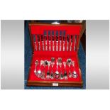 Canteen Of Cutlery, Kings Pattern, Velvet Lined Fitted Box, 38 Pieces, Overall Good Condition.