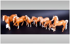 Beswick Horse Figures, 8 in total, All horses in Palomino colourway and excellent condition