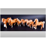 Beswick Horse Figures, 8 in total, All horses in Palomino colourway and excellent condition