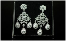 Swarovski Zirconia Chandelier Drop Earrings, in Victorian style; a magnificent pair of statement