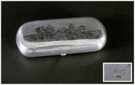 Russian Ladies Cigarette Case Imperial Niello Work 19th Century Fine Silver Hinged Cigarette Case,