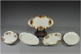 Set Of Five Royal Albert Serving Dishes, various designs. 10'' in width.