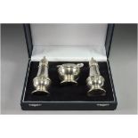 A Boxed Three Piece Silver Cruet Set. Hallmark Birmingham 1977. Excellent Condition. 111 grams.