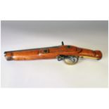 19thC Military Issue Cut Down And Adapted Rifle/Pistol, Steel Barrel, Wooden Stock With Brass