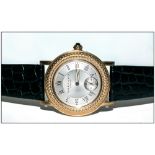 Gents 18ct Gold Cased Garrard Wristwatch, with visable 21ct white gold rotor and a high grade