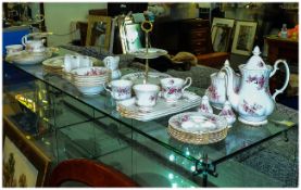 Royal Albert' 'Lavender Rose' Part Dinner Set comprising coffee pot, teapot, two cake stands, dinner