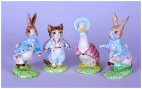 Set Of Four Beswick Beatrix Potter Figures, 1. Peter Rabbit, 2. Jemima Puddle-Duck, 3. 'Tom Kitten',