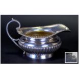 C F H & Co Edwardian Silver Quality Cream Jug, with Fluted Body and Beaded Border. Hallmark London