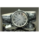Cartier Gents Ronde Solo Steel Cased Wristwatch model number 67 00 255 with a silver Roman Numeral