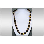 Antique - Quality Natural Amber Bead Necklace with Butterscotch Coloured Spacers. Length 26