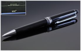 Mont Blanc Meisterstuck Platinum Line Ballpoint Pen, In Deep Black Precious Resin, with Elegant